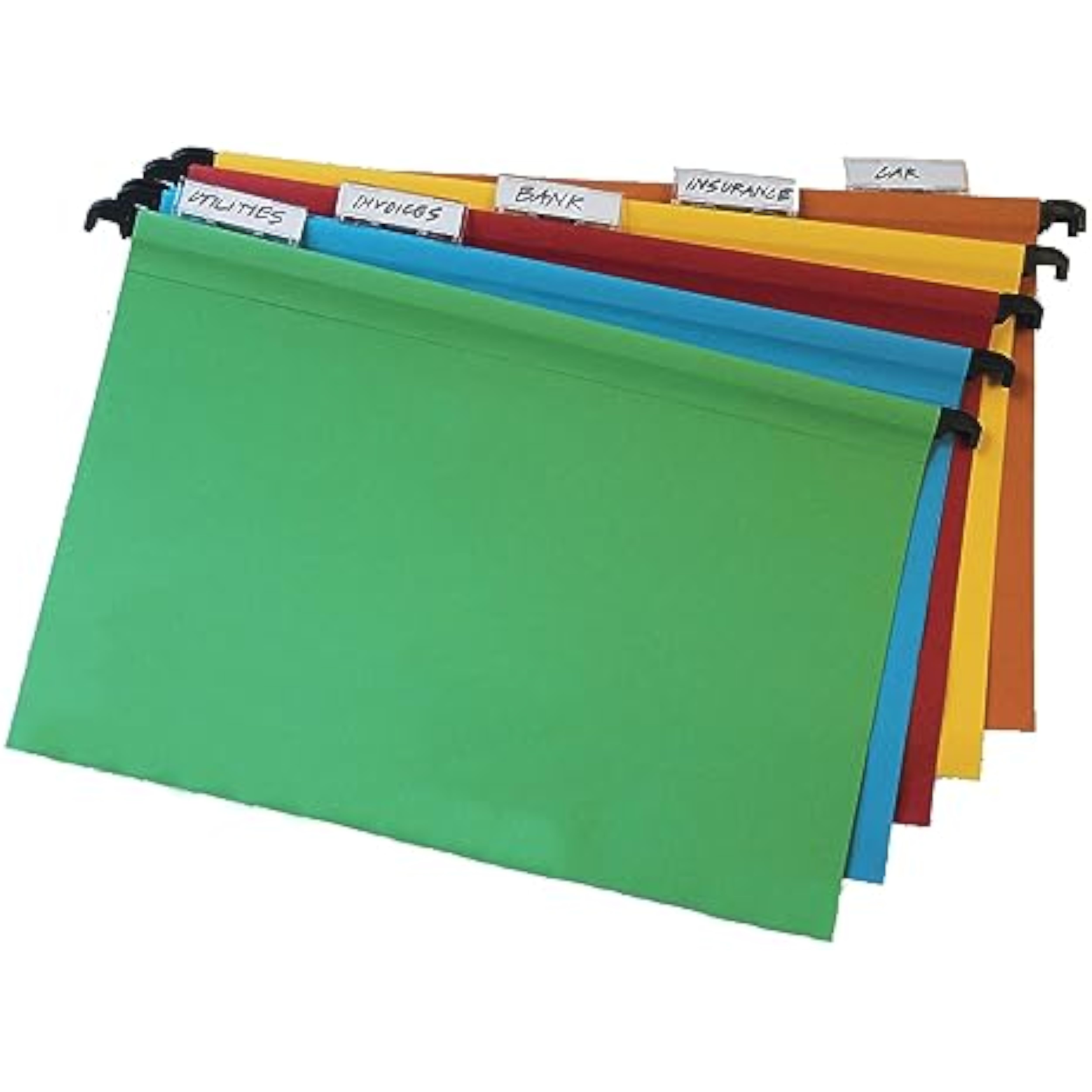 Cathedral Products | A4 Assorted Colour Suspension Files with Clip on Index Tabs and Inserts - Pack of 10