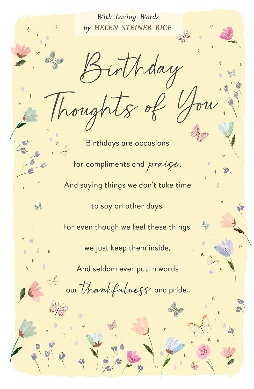 Sentimental Birthday Thoughts Card by Helen Steiner Rice