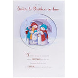 UK Greetings Christmas Card for Sister & Brother-In-Law - Snow Couple Design