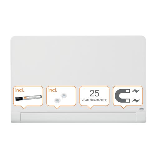 Nobo Impression Pro Magnetic Glass Whiteboard with Concealed Pen Tray 1000x560mm White