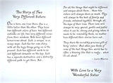 Carte Blanche Sister Sentimental Keepsake Greeting Card - The Story of Two