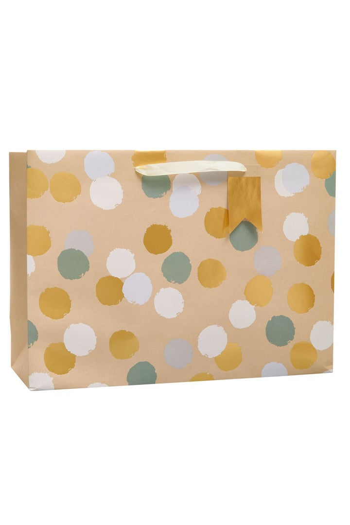 Collage Gift Bag Grey, White & Gold Spots Extra Large