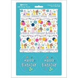 Colorful birthday pet greeting card with matching gift wrap sheets and tags, perfect for celebrating special occasions from Abacus Cards.