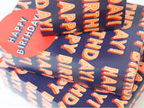 Happy birthday gift wrap with two sheets and tags by Abacus Cards, featuring colorful birthday-themed designs.