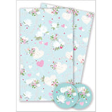 Love Heart and floral greeting card set with 2 sheets and 2 tags, featuring colorful flower and love heart designs by Abacus Cards.