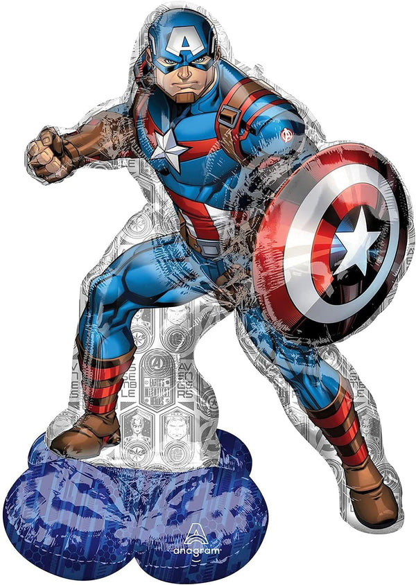 Large Avengers Captain America foil balloon by Anagram featuring Captain America’s shield and character design for celebration decor