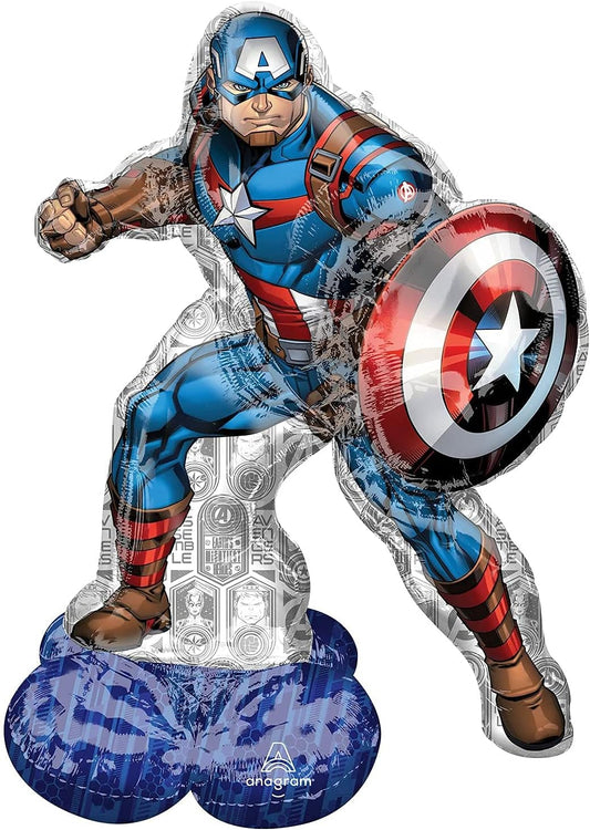 Large Avengers Captain America foil balloon by Anagram featuring Captain America’s shield and character design for celebration decor