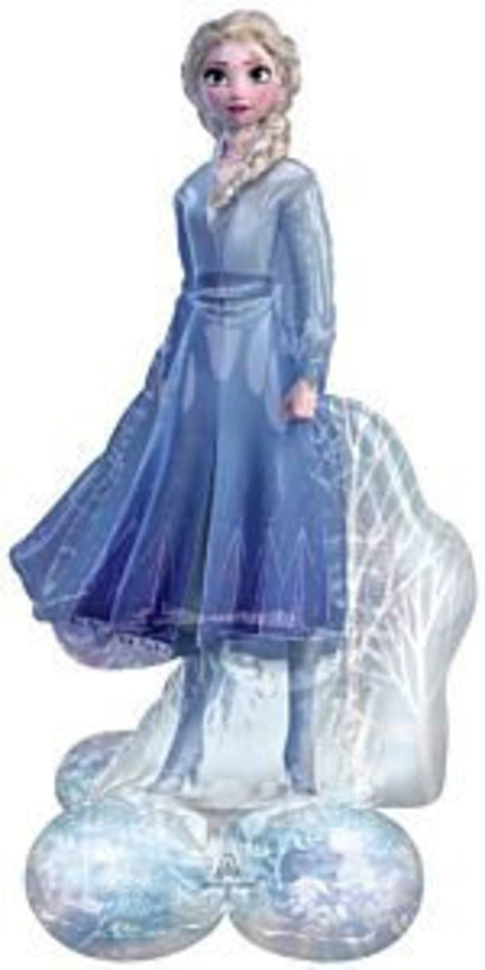 Large Frozen 2 Elsa foil balloon by Anagram, featuring Elsa in a winter scene with icy blue accents and festive design.