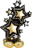 Blackgold foil balloon featuring a star cluster design by Anagram, suitable for celebrations and party decorations.