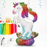 Colorful unicorn foil balloon by Anagram featuring a shiny, metallic finish and a whimsical unicorn design for celebrations.
