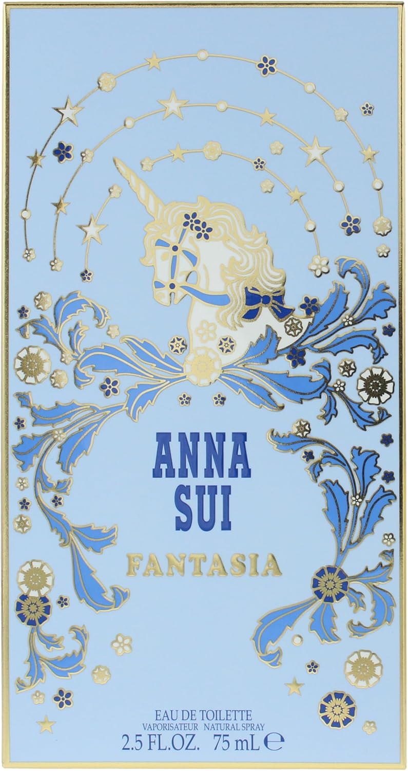 Anna Sui Fantasia Eau de Toilette spray for women, 75ml, showcasing the fragrance bottle with floral and vintage design elements.