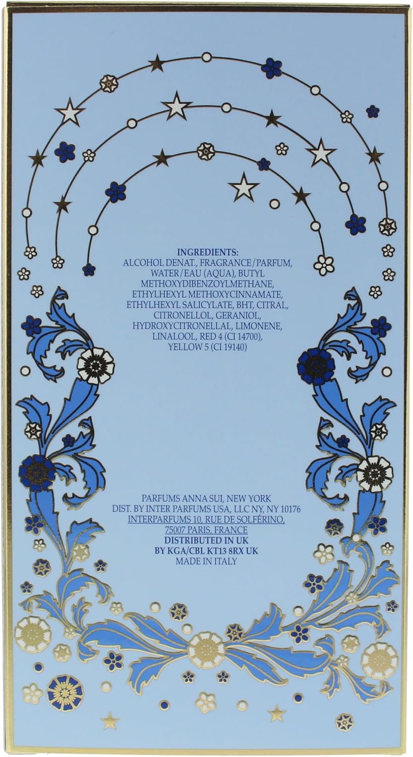 Anna Sui Fantasia Eau de Toilette spray for women, 75ml, showcasing the elegant perfume bottle with floral design.