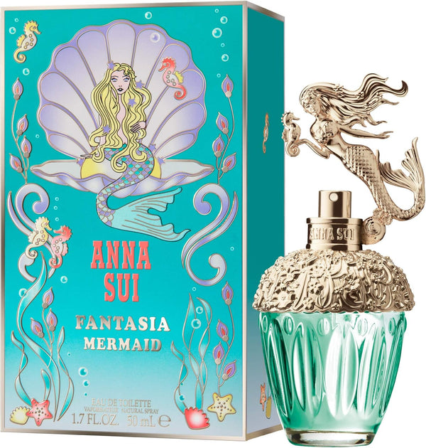 Anna Sui Fantasia Mermaid women's fragrance spray, 50ml, featuring a decorative bottle with a mermaid design.