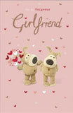 Boofle with Heart Bouquet Gorgeous Girlfriend Valentine's Day Card