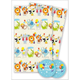 Party Animals Gift Wrap 2 Sheets & 2 Tags