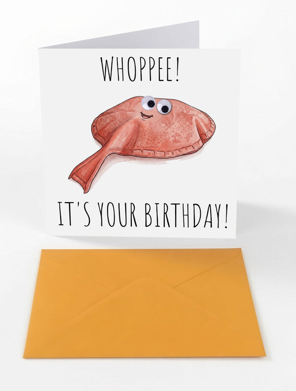 Googly Cards Funny "Whoopee! It's Your Birthday!" Birthday Card with Googly Eyes and Orange Envelope