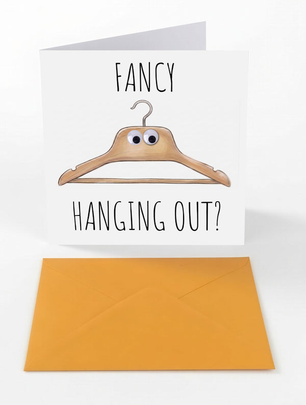 Googly Cards Funny "Fancy Hanging Out?" Greeting Card with Googly Eyes and Orange Envelope
