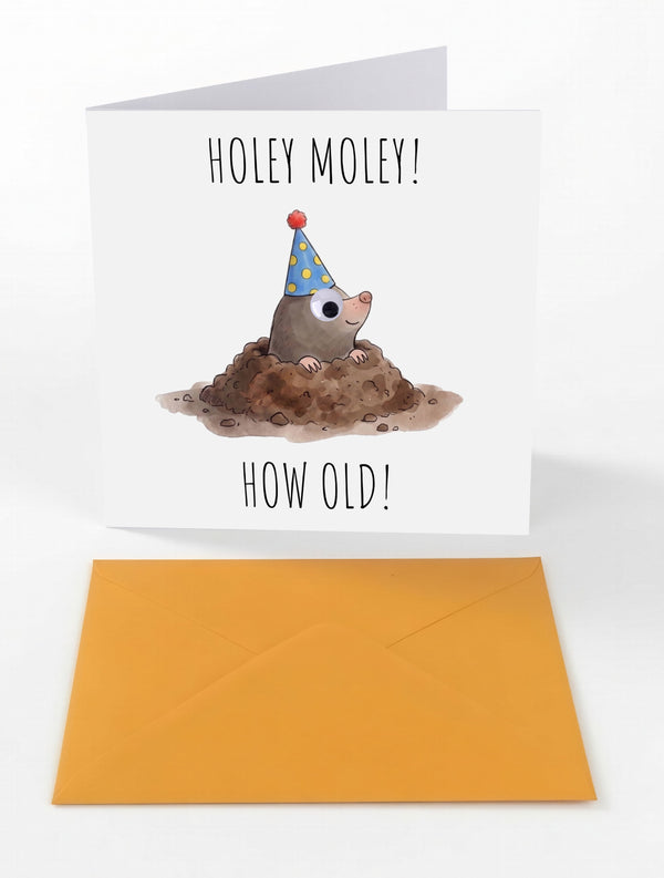 Googly Cards Funny "Holey Moley! How Old!" Birthday Card with Googly Eyes and Orange Envelope