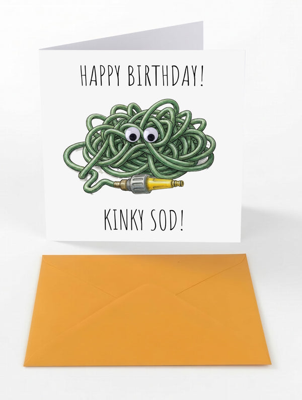 Googly Cards Funny "Happy Birthday! Kinky Sod!" Birthday Card with Googly Eyes and Orange Envelope