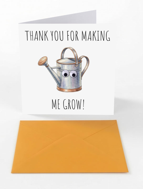 Googly Cards Funny "Thank You for Making Me Grow!" Thank You Card with Googly Eyes and Orange Envelope