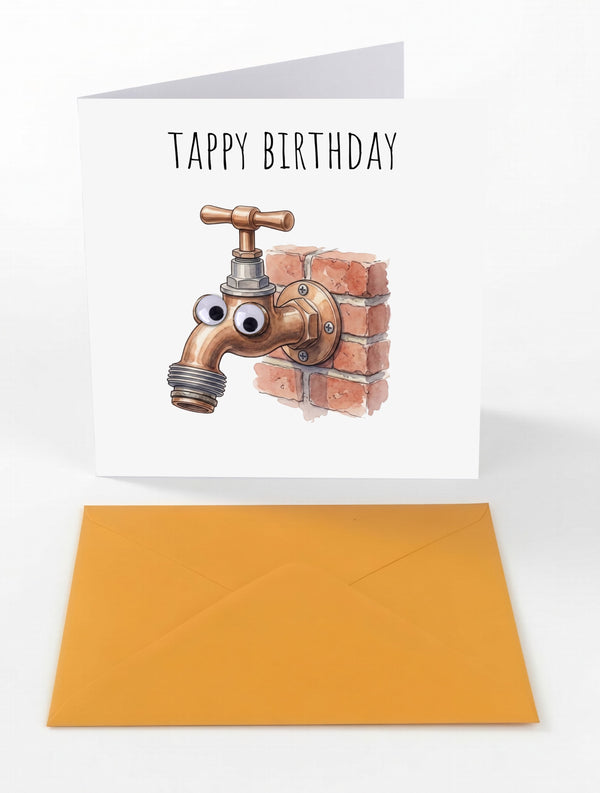 Googly Cards Funny "Tappy Birthday" Birthday Card with Googly Eyes and Orange Envelope