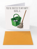 Googly Cards Funny "You're Invited to My Party! Bring a..." Party Invitation Card with Googly Eyes and Orange Envelope