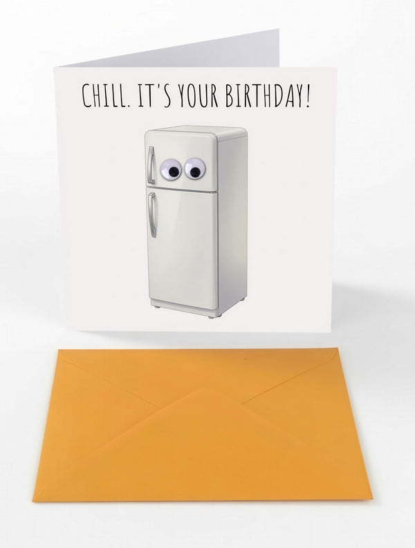 Googly Cards Funny "Chill. It's Your Birthday!" Birthday Card with Googly Eyes and Orange Envelope