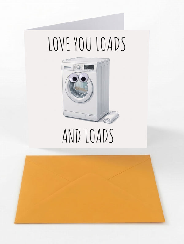 Googly Cards Funny "Love You Loads and Loads" Greeting Card with Googly Eyes and Orange Envelope