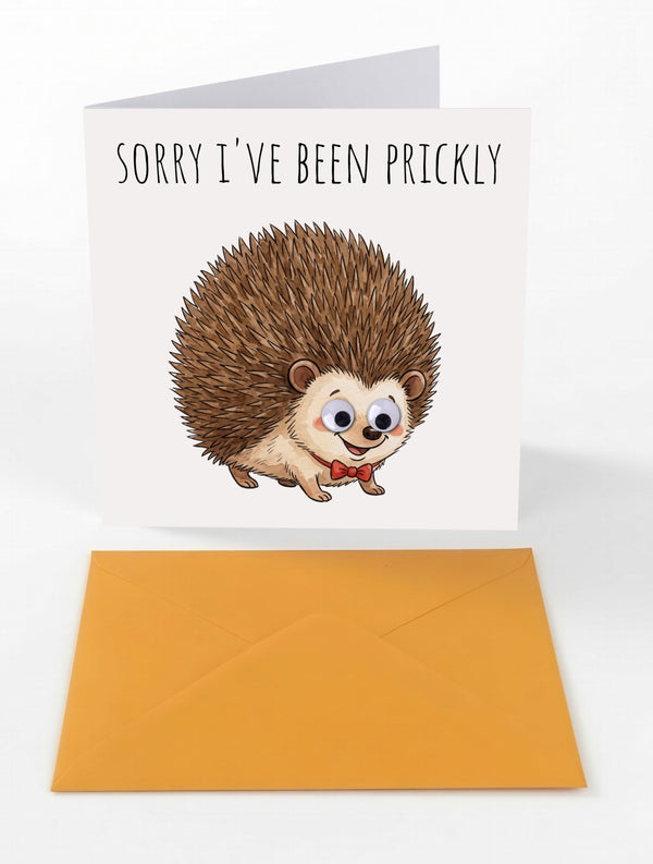 Googly Cards Funny "Sorry I've Been Prickly" Sorry Card with Googly Eyes and Orange Envelope