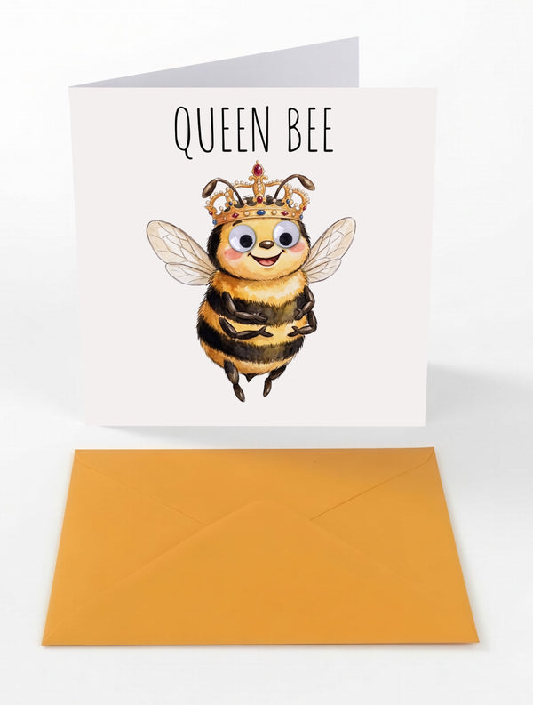 Googly Cards Funny "Queen Bee" Birthday Card with Googly Eyes and Orange Envelope