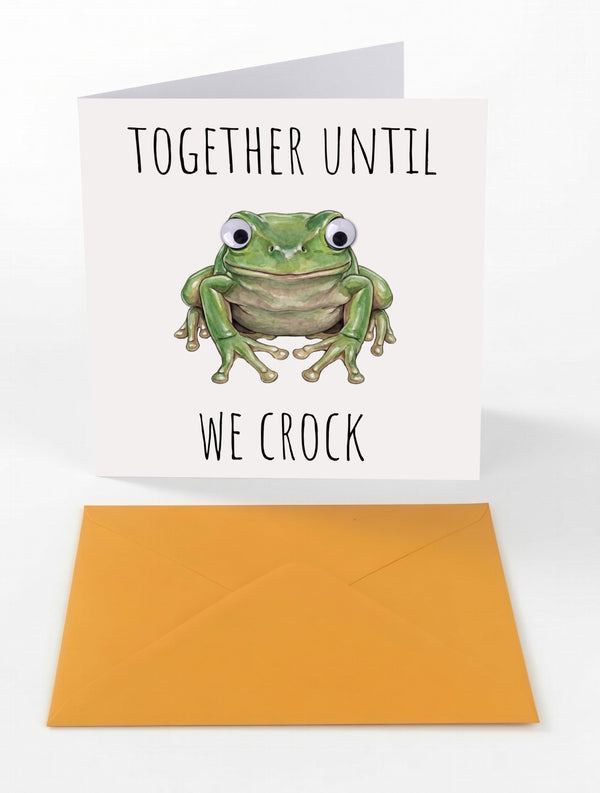 Googly Cards Funny "Together Until We Croak" Greeting Card with Googly Eyes and Orange Envelope