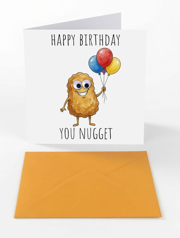 Googly Cards Funny "Happy Birthday You Nugget" Birthday Card with Googly Eyes and Orange Envelope