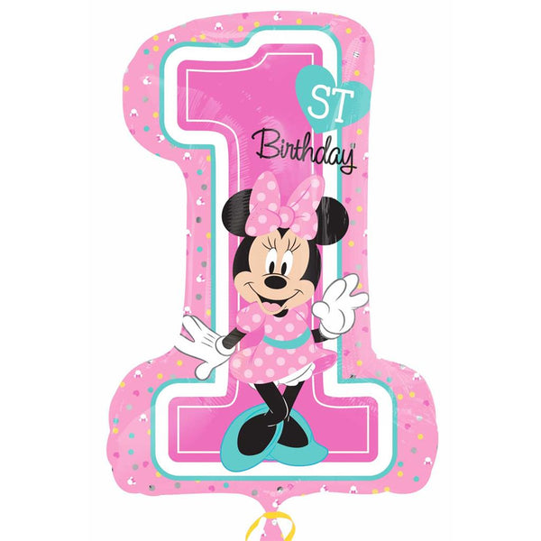 Disney Minnie Mouse foil balloon with pink bow and colorful design, perfect for celebrations and parties.