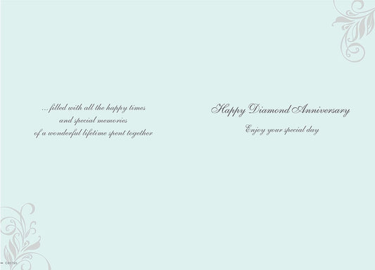 BGC 60th Diamond Anniversary greeting card with elegant design and gold accents, ideal for celebrating a milestone occasion.