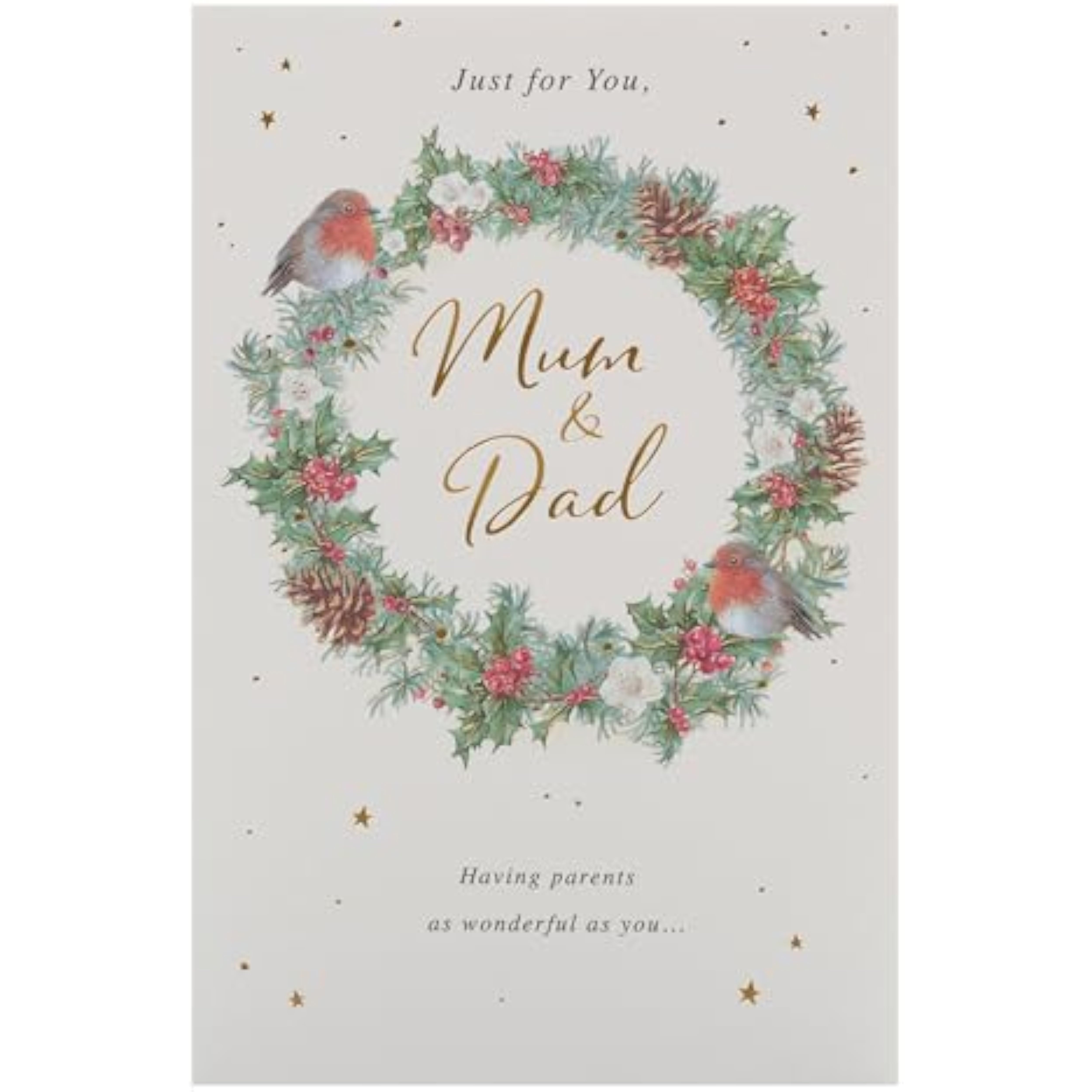 UK Greetings Christmas Card for Mum & Dad - Festive Wreath Design