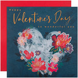 Hallmark Valentine's Day Card, Classic Floral Heart Design, Deep Blue Flower heart, 19.8 x 19.8 cm