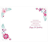 Sister in Law 50th Birthday Card Pink Flowers - Embossed and Foil Finish