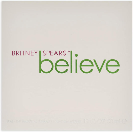 Britney Spears Believe Eau de Parfum spray for women, 100ml bottle with floral and fruity fragrance design.