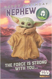 Baby Yoda Nephew Birthday Card with Badge