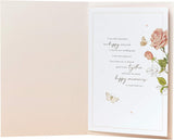 Wife Anniversary Card Classic Pink Rose Design With Romantic Message Inside