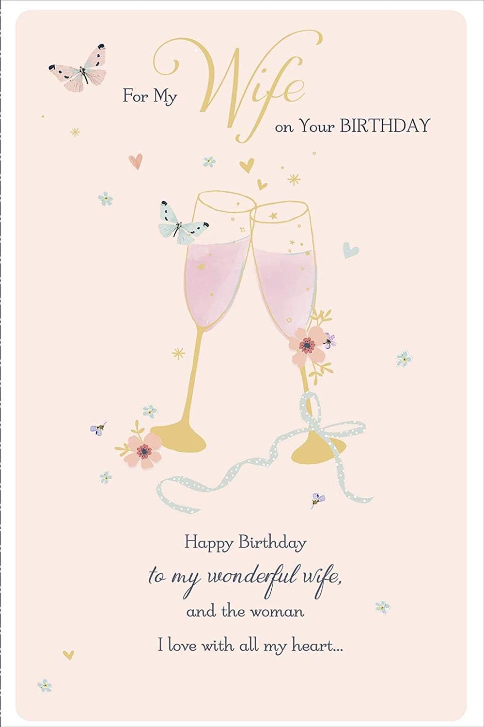 Thinking Of You Champagne Glasses For My Wife Birthday Card