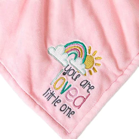 Soft Tiny Tatty Teddy You Are Loved baby girl comforter by Carte Blanche, featuring a plush teddy bear with a heart design for infants