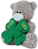 Soft green plush M5 Good Luck Clover by Carte Blanche, featuring a four-leaf clover design on a cozy stuffed toy.
