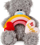 Colorful M7 Be Happy Rainbow plush toy by Carte Blanche with a smiling face and vibrant rainbow design, perfect for cuddling.