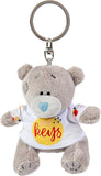 Official Me to You Tatty Teddy plush keyring with "My Keys" tag, soft grey plush bear from Carte Blanche collection.