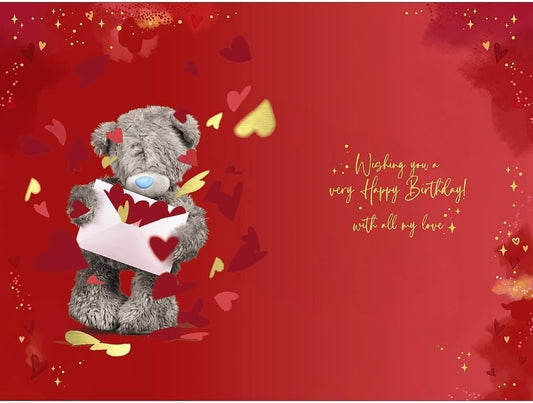 Holographic birthday card featuring Me To You Tatty Teddy holding a heart, labeled "Wonderful Husband" by Carte Blanche.