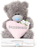 Carte Blanche Tatty Teddy Bear bridesmaid love heart soft toy on a gift plinth, featuring a cute teddy with a love heart accessory.