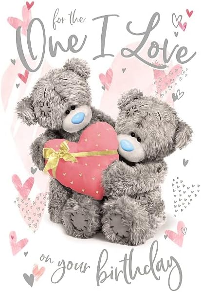 Holographic "I Love You" birthday bear greeting card by Carte Blanche with 3D laser effect and colorful design.
