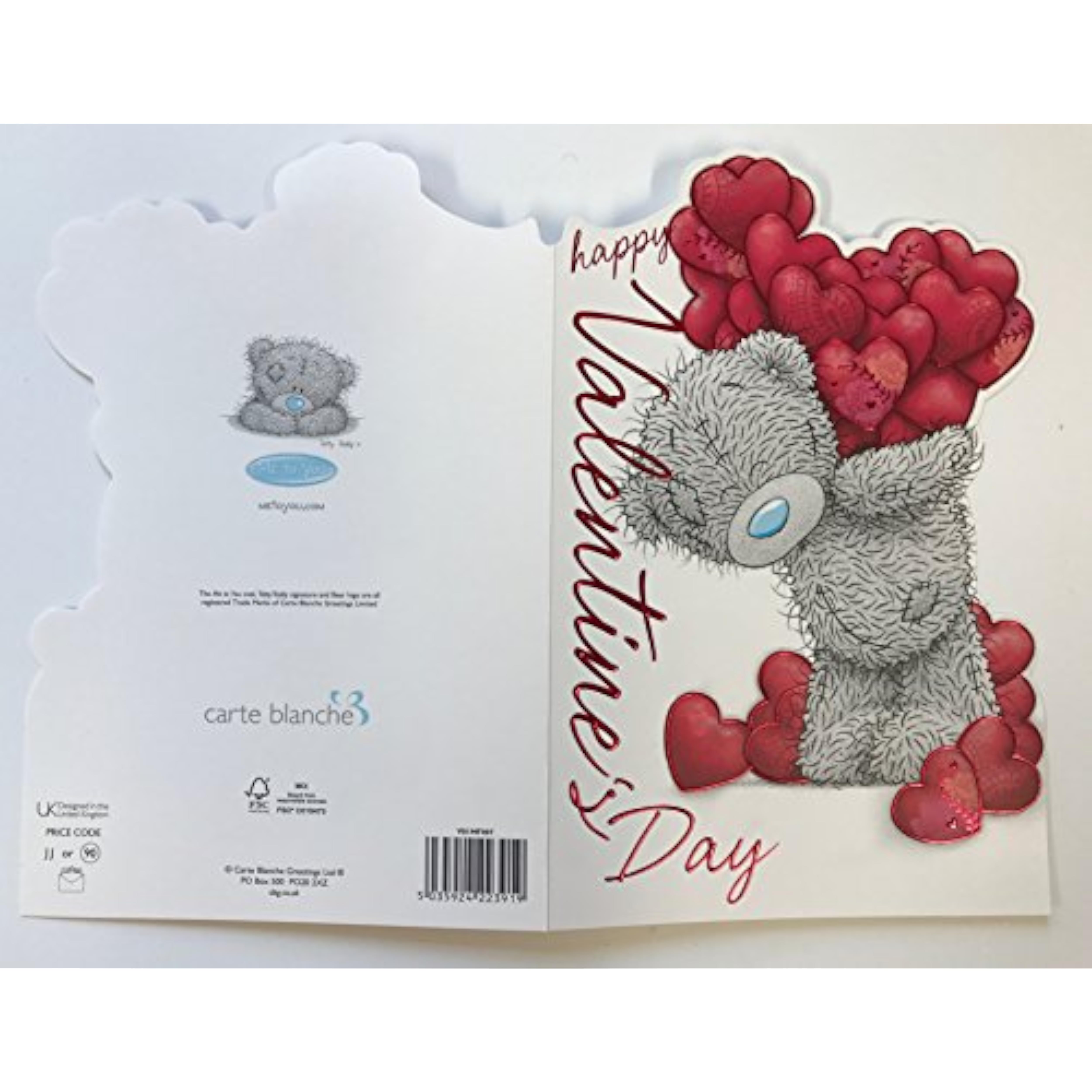 Carte Blanche Bundle Hearts Bear Valentine Greeting Card featuring a cute bear and heart design for Valentine's Day.