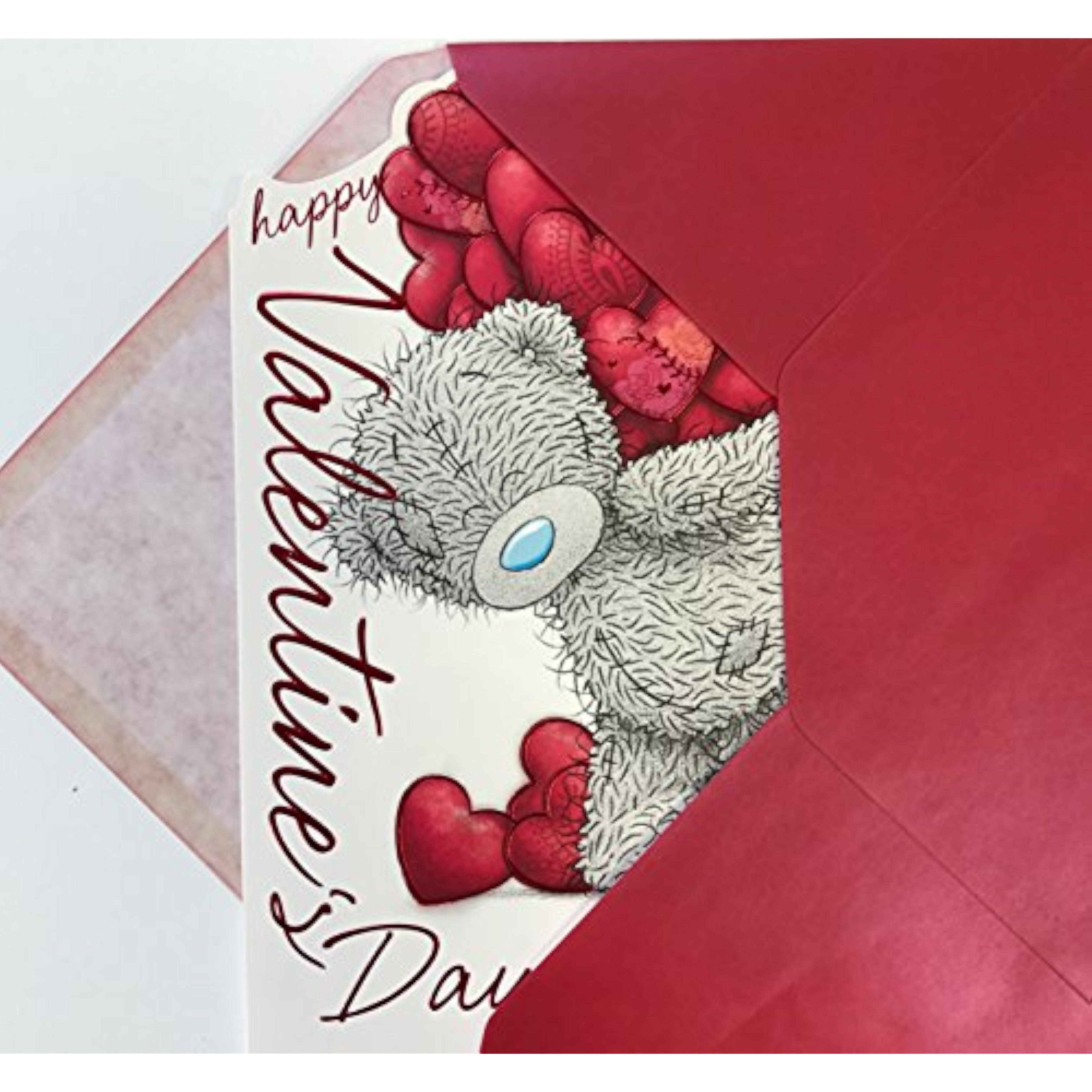 Bundle of Hearts Bear Valentine greeting card by Carte Blanche featuring a cute bear and heart designs.